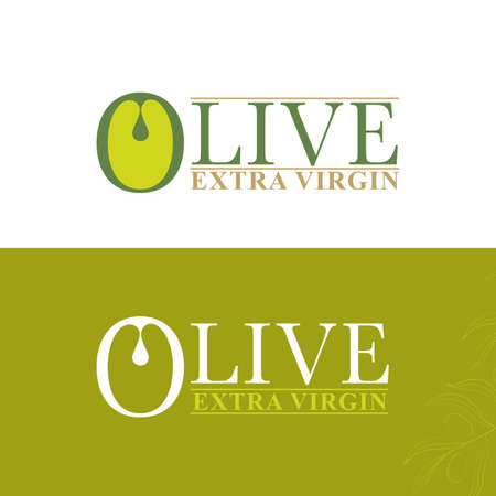 Olive logo two options for olive oil production label. First pressing oil. Signs, symbolsのイラスト素材