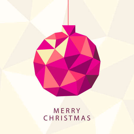 Merry Christmas card with decorative origami ballのイラスト素材