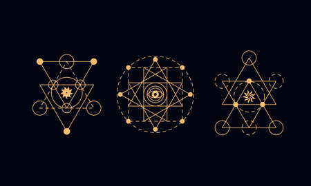 Sacred geometry symbols set. Alchemy illustrationのイラスト素材