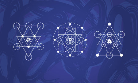Abstract sacred geometry symbols set. illustrationのイラスト素材