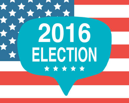 Election day poster. 2016 USA. Politics ballot concept. National flag background. illustrationのイラスト素材