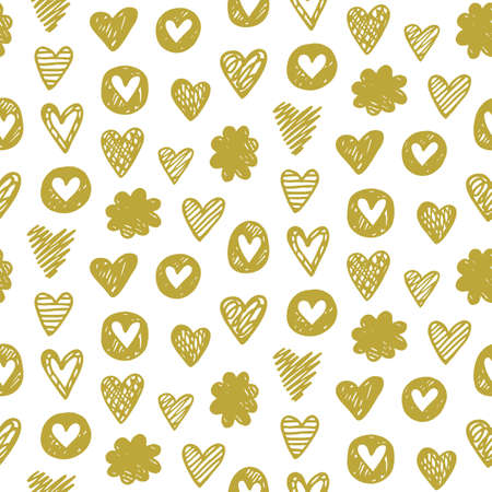 heart pattern in golden color. Trendy Valentine's day or wedding romantic backgroundのイラスト素材