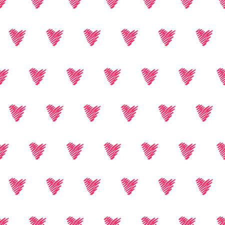 Seamless red heart pattern, romantic vector decorのイラスト素材