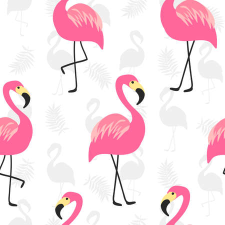 Beautiful seamless pattern with pink flamingo, trendy fashion textile printのイラスト素材