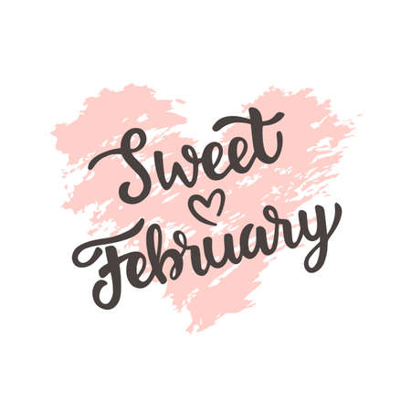 Sweet February hand drawn brush letteringのイラスト素材