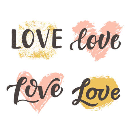 Love hand drawn brush lettering collectionのイラスト素材