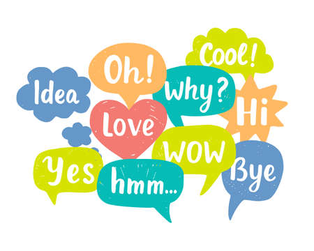 Hand drawn colorful chat bubblesのイラスト素材
