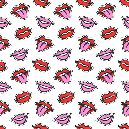 Cartoon lips patches seamless patternのイラスト素材