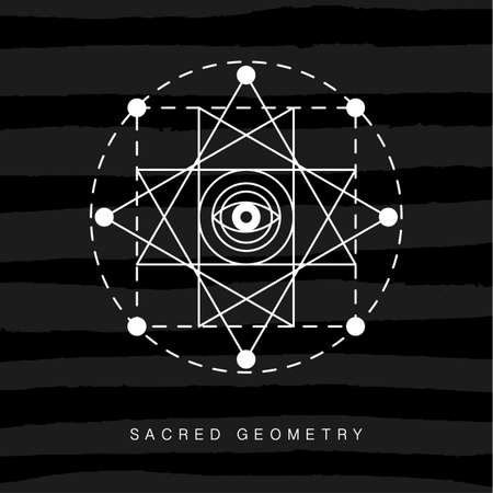 Sacred geometry sign on black grunge backgroundのイラスト素材