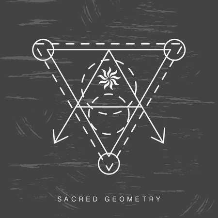 Sacred geometry sign on black grunge backgroundのイラスト素材
