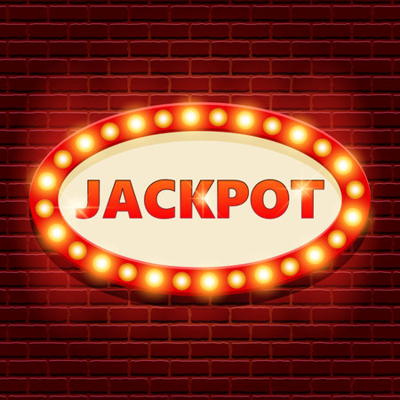 Jackpot retro banner template with lightbulb glowing