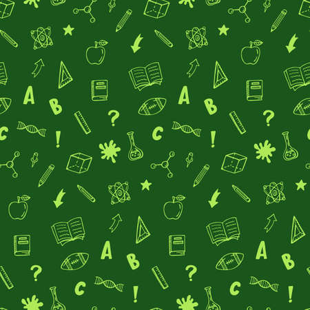 School supplies icons seamless patternのイラスト素材