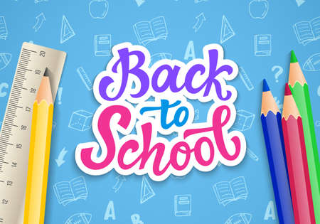 Back to school banner template with hand drawn ink modern calligraphyのイラスト素材