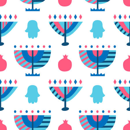 Hanukkah Menorah abstract seamless patternのイラスト素材