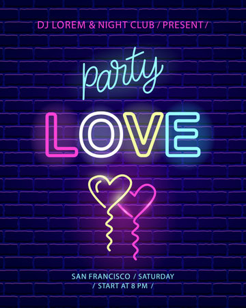 Love party neon emblem.のイラスト素材