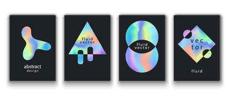 Posters Set With Fluid Colorful Shapesのイラスト素材