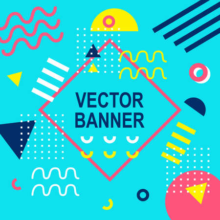 Memphis style banner.のイラスト素材