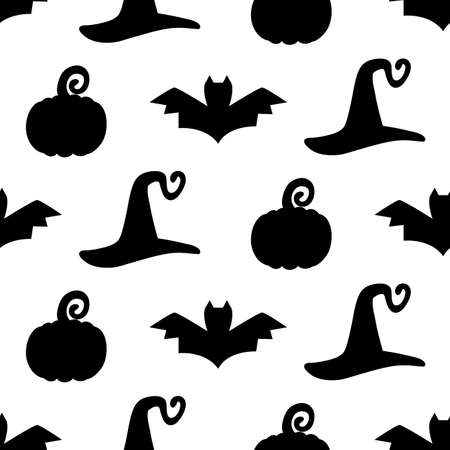 Halloween seamless pattern with silhouettesのイラスト素材