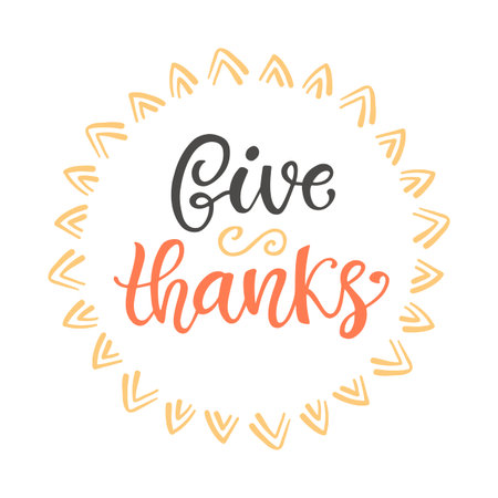 Give Thanks. Thanksgiving Day letteringのイラスト素材