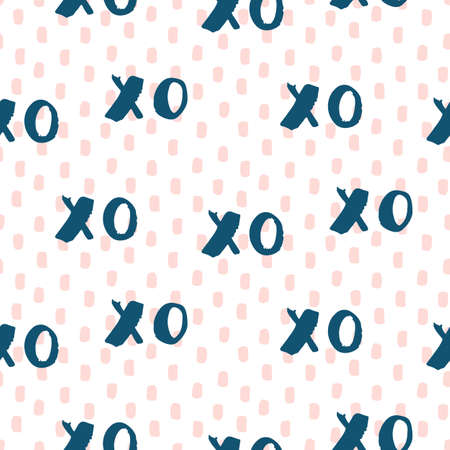 Hand drawn vector seamless pattern with symbols of hugs and kisses.のイラスト素材