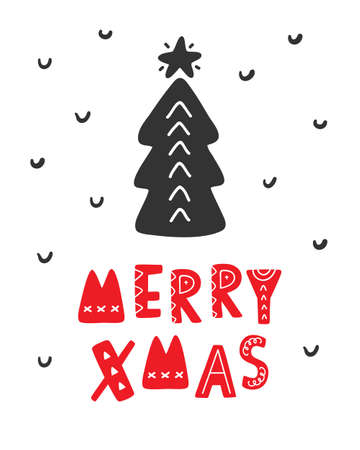 Merry Christmas Scandinavian greeting card.のイラスト素材