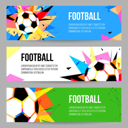 Football Tournament Banner Templates set. Soccer Championship Poster, Flyer Design. Vector illustration.のイラスト素材