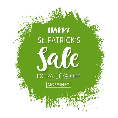 Saint Patrick's Day Sale typography banner template on green background. Vector illustration.のイラスト素材