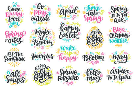 Spring and Easter modern calligraphy quotes setのイラスト素材
