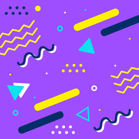Memphis style banner template. 80-90s trendy fashion backgroundのイラスト素材