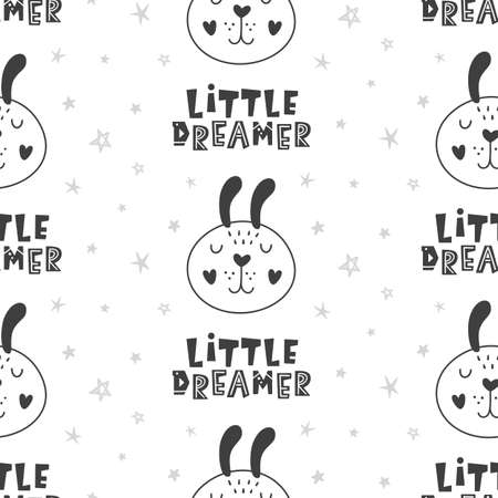 Nursery Childish Seamless Pattern Background With Rabbitsのイラスト素材