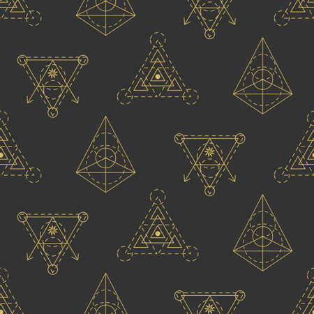 Vector sacred geometry seamless patternのイラスト素材