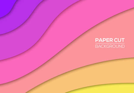 Modern paper art cartoon abstract wavesのイラスト素材