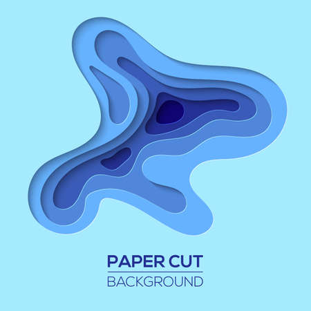 Modern paper art cartoon abstract wavesのイラスト素材