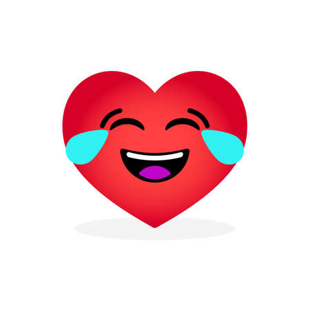 Funny laughing heart emoticon. Emotional iconのイラスト素材
