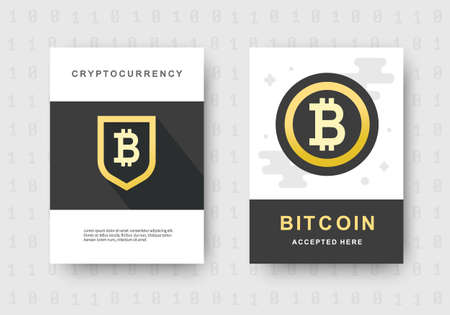 Bitcoin web banners set. Cryptocurrency logo sighのイラスト素材