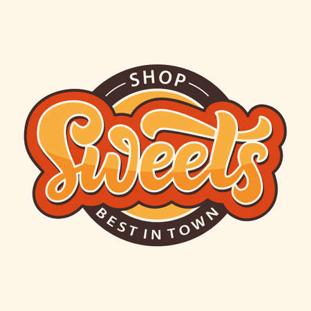 Sweets Shop logo label. Candy bar emblem design templateのイラスト素材
