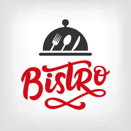 Bistro cafe vector logo badge with hand written modern calligraphyのイラスト素材
