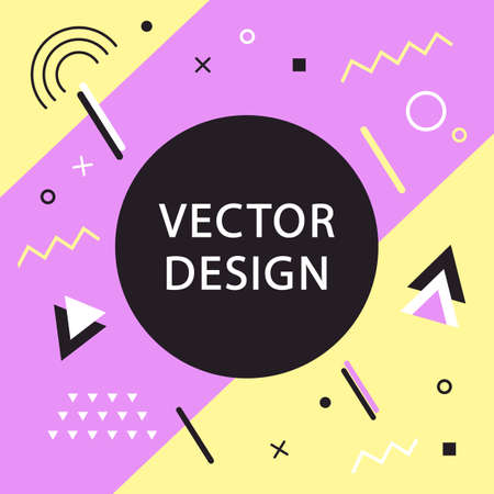 Memphis style banner template. 80-90s trendy fashion backgroundのイラスト素材