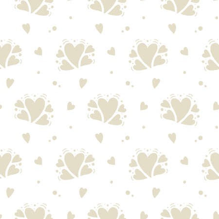 Vector hand drawn hearts seamless pattern. Abstract repeated doodle sketch background. Valentines day, wedding design. Girlish romantic textile, clothes, wrapping paper, invitation card.のイラスト素材