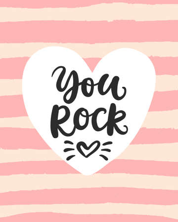 You Rock Valentines day card with hand drawn brush letteringのイラスト素材