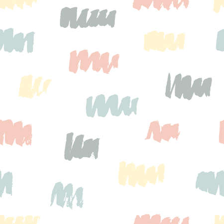 Hand painted brush strokes seamless pattern texture in pastel colors. Abstract vector creative repeating background. Modern trendy design.のイラスト素材