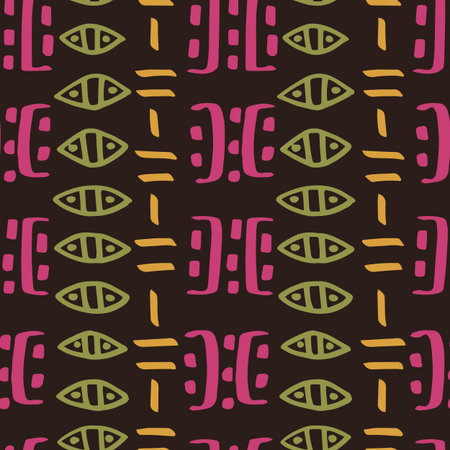 Tribal creative vector seamless pattern. Ethnic abstract geometric handmade african, aztec ornament for textile and surface design, package, wallpaper, web page backdrop, wrapping paper,のイラスト素材