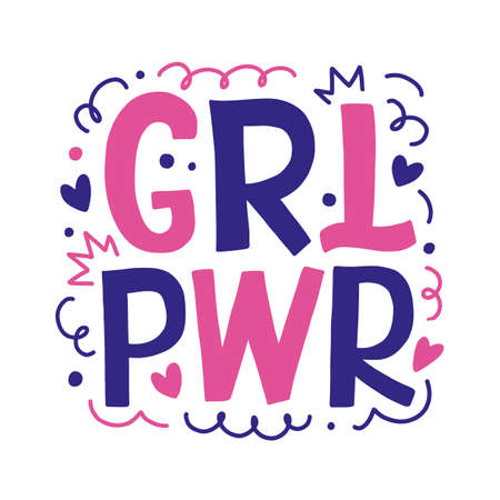 Girl power hand drawn lettering vector designのイラスト素材