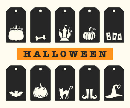 Halloween Gift Tags Templates Setのイラスト素材