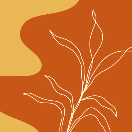 Modern art abstract floral artwork background. Contemporary Abstraction. Fashion Digital Painting. Creative template design with hand drawn plants, leaves and organic shapes. Vector Illustrationのイラスト素材