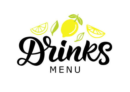 Drinks vector badge, green cocktail bar calligraphyのイラスト素材