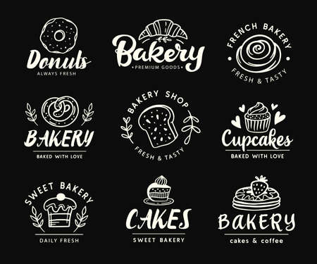 Bakery logotype set. Badge labels collectionのイラスト素材