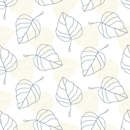 Floral garden beautiful leaves seamless pattern, modern hand drawn nature foliage. Summer plants, textile print, clothes, wallpaper, wrapping paper. Trendy surface design.のイラスト素材