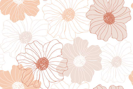 Floral seamless pattern with blossom flowersのイラスト素材