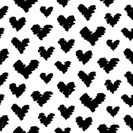 Vector hand drawn hearts doodles seamless patternのイラスト素材